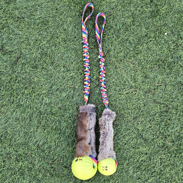 Rainbow-Stripe-DuraFoam-tuggy with ball-EVA-Faux-Fur-Tug e nuff