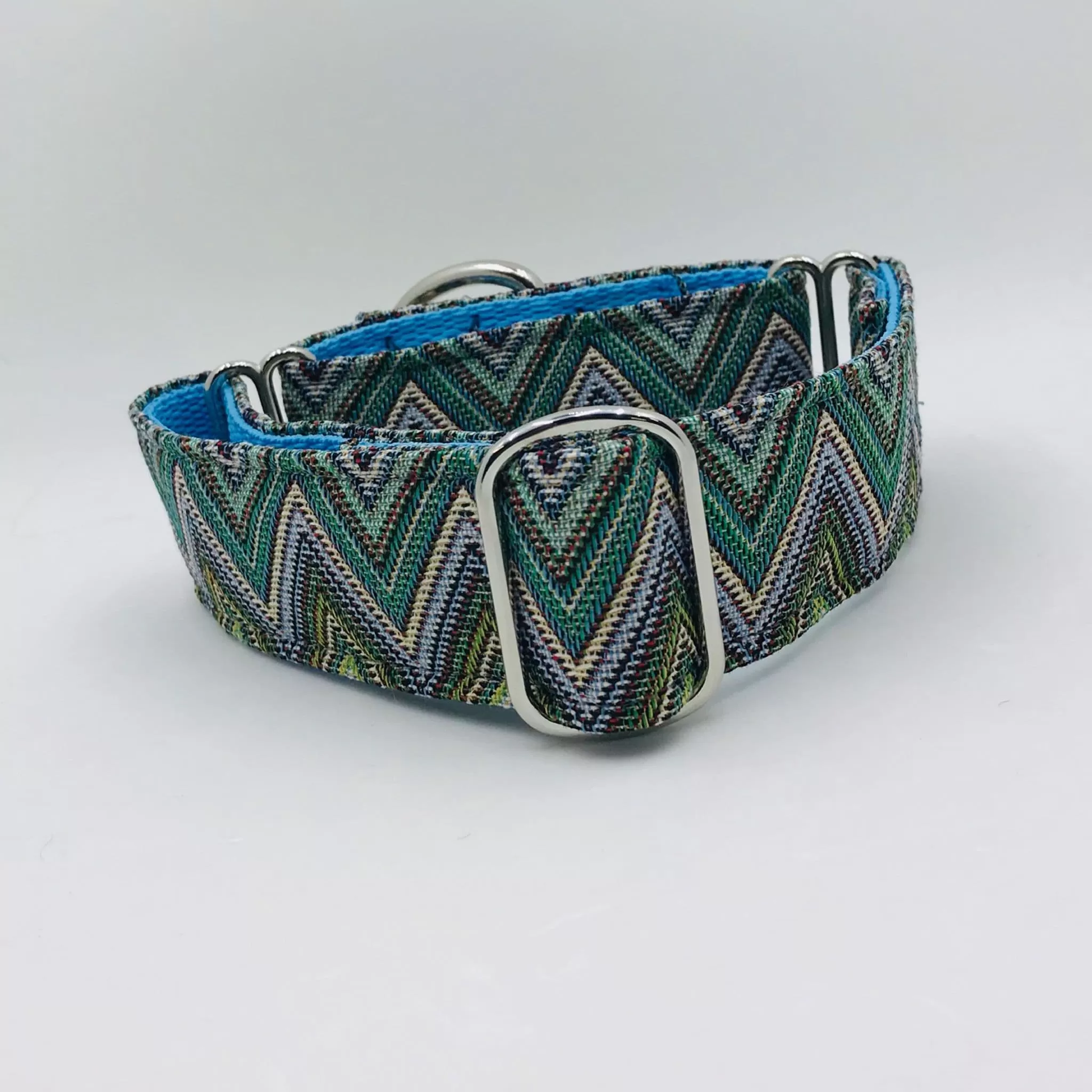 Green Zig Zag 4cm Martingale Dog Collar